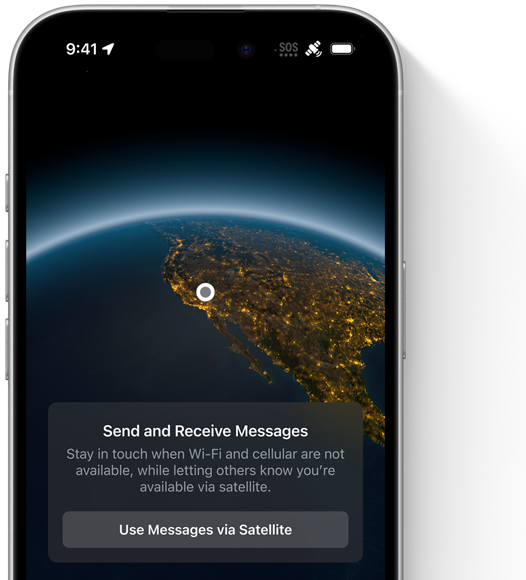 Showing GPS location and Emergency SOS messaging via satellite on iPhone 16